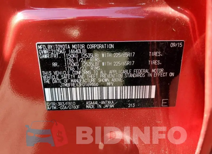 JTMBFREV3FD169866 Photo# 12