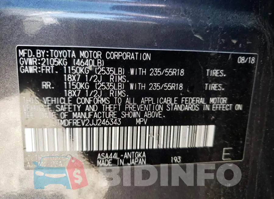 JTMDFREV2JJ246343 Photo# 10