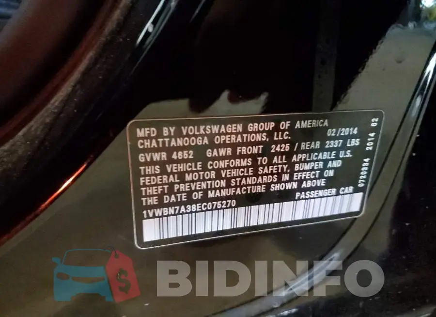 1VWBN7A38EC075270 Photo# 12