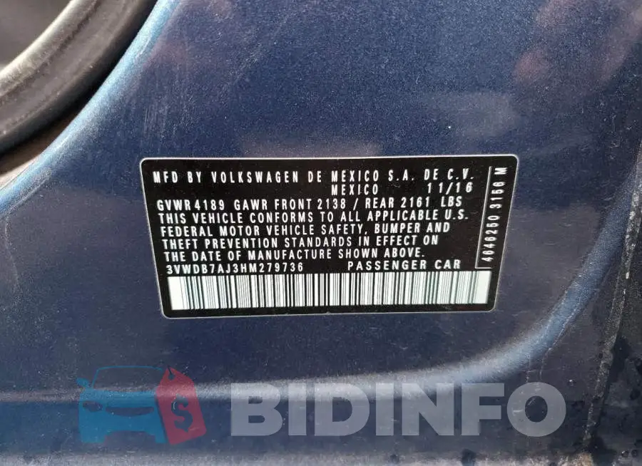 3VWDB7AJ3HM279736 Photo# 12