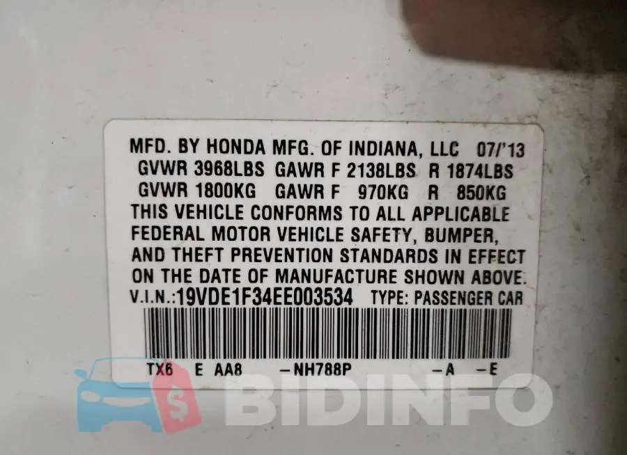19VDE1F34EE003534 Photo# 13