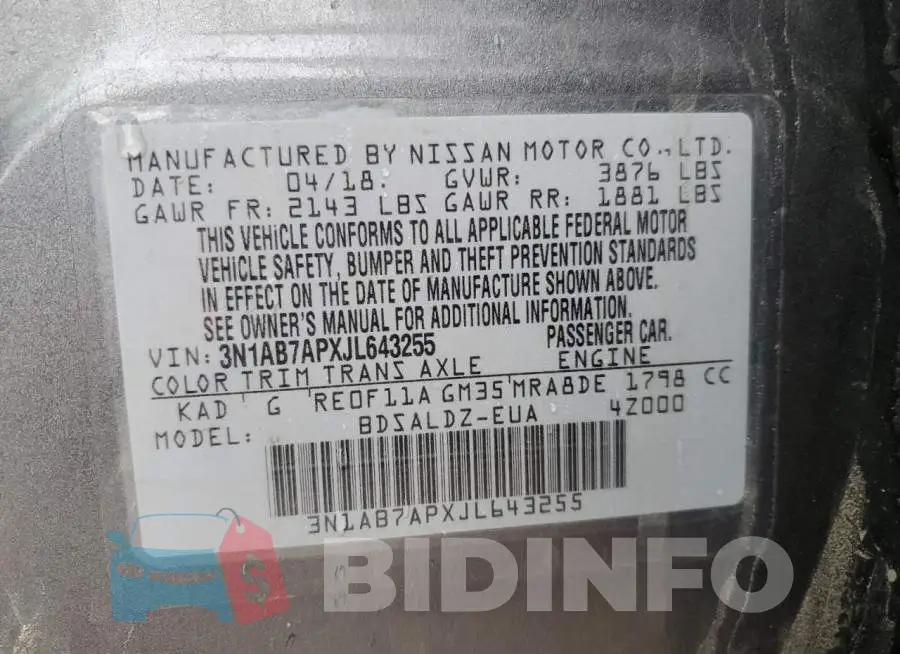 3N1AB7APXJL643255 Photo# 12