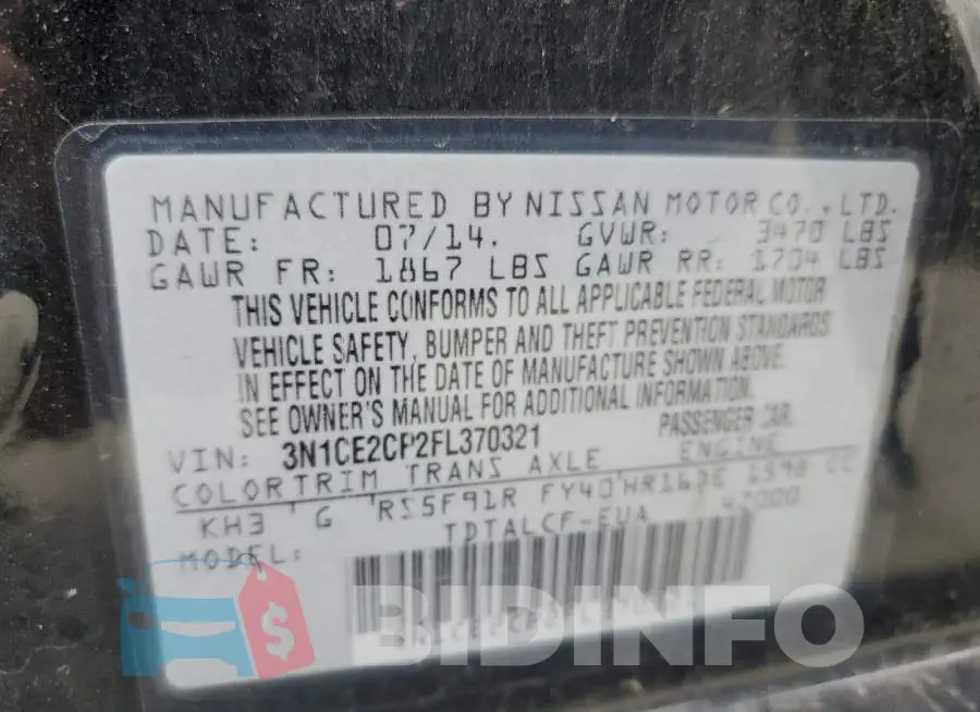 3N1CE2CP2FL370321 Photo# 13
