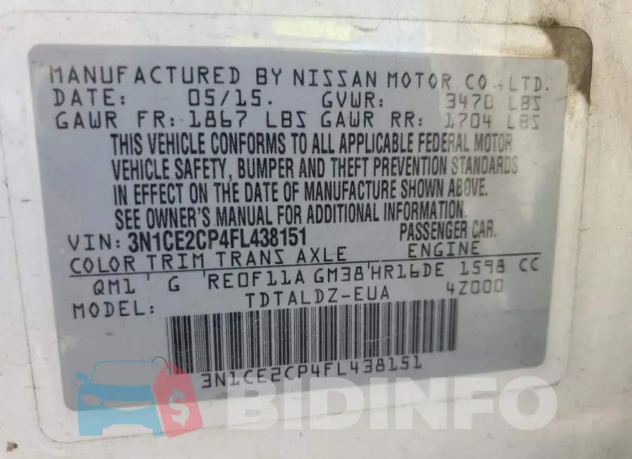 3N1CE2CP4FL438151 Photo# 12