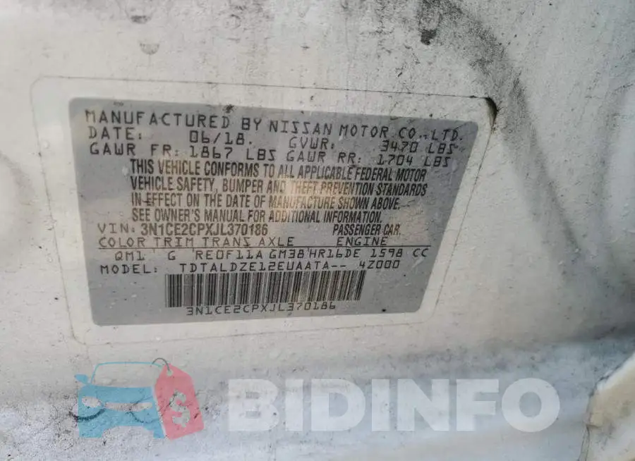3N1CE2CPXJL370186 Photo# 13