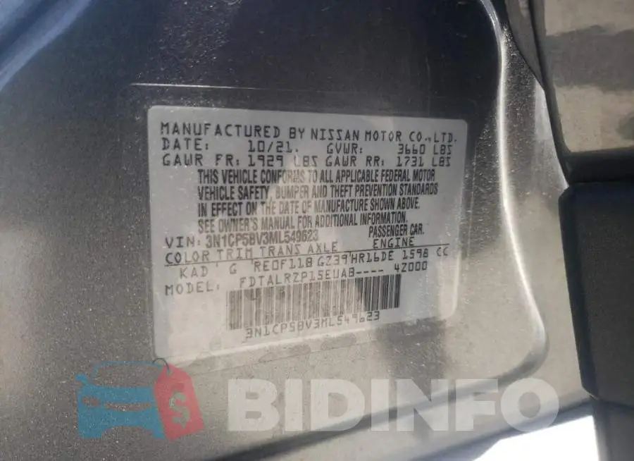 3N1CP5BV3ML549623 Photo# 13