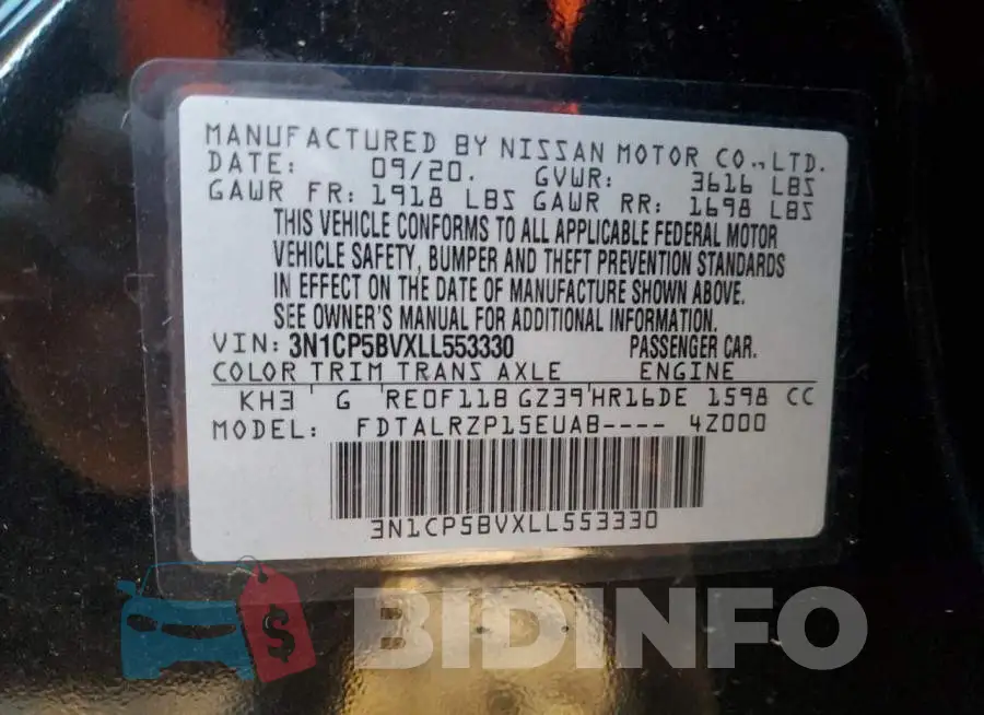 3N1CP5BVXLL553330 Photo# 14