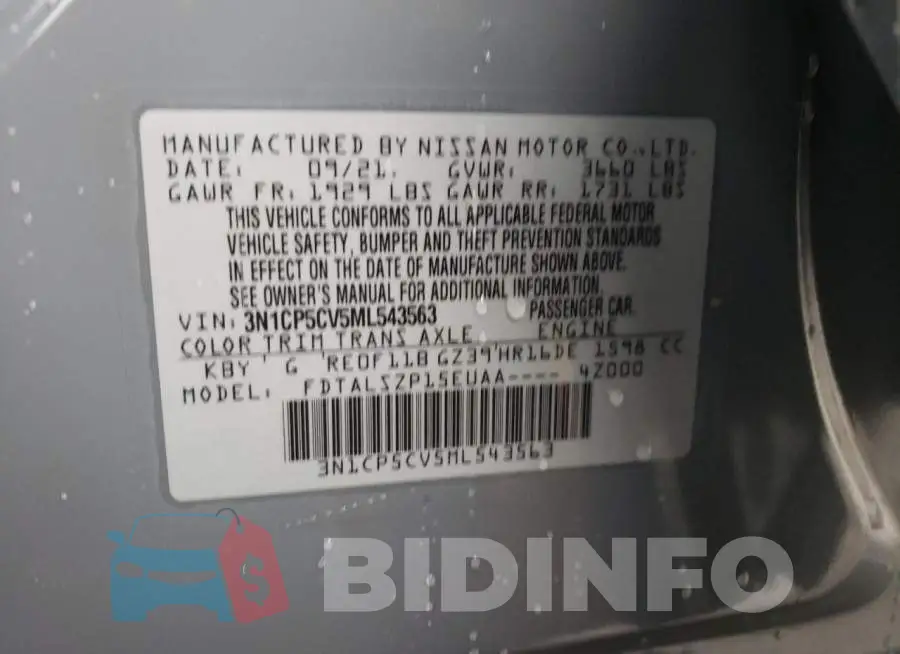 3N1CP5CV5ML543563 Photo# 12