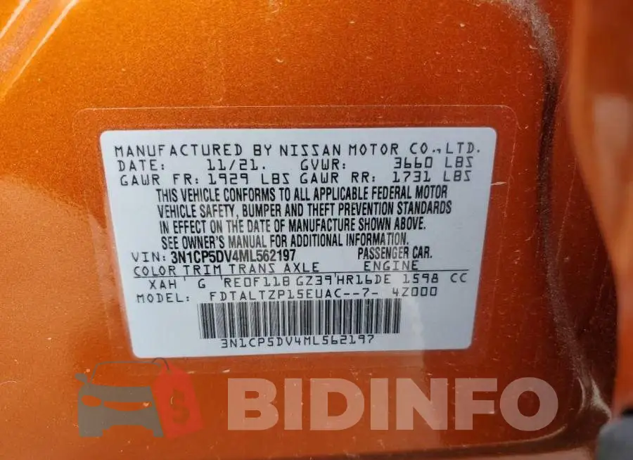 3N1CP5DV4ML562197 Photo# 10