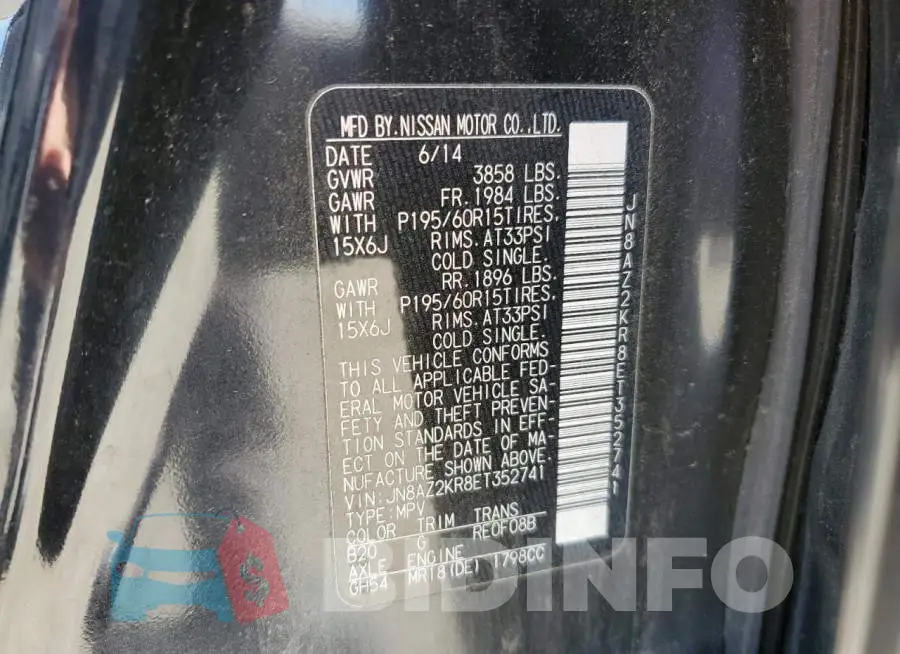 JN8AZ2KR8ET352741 Photo# 12
