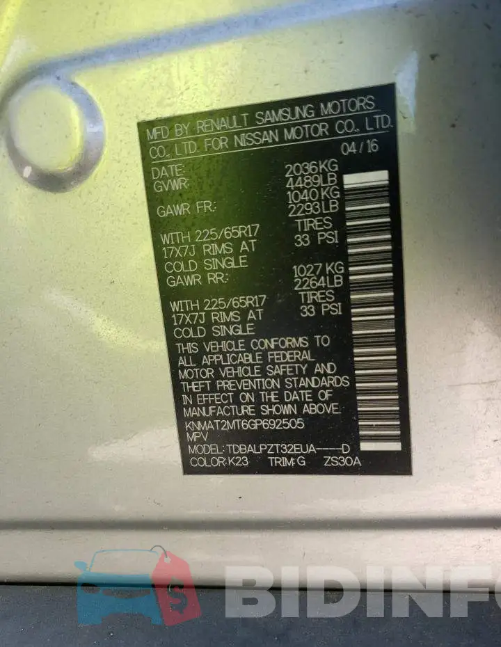 KNMAT2MT6GP692505 Photo# 10