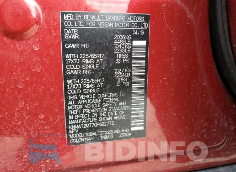 KNMAT2MT7GP692772 Photo# 14
