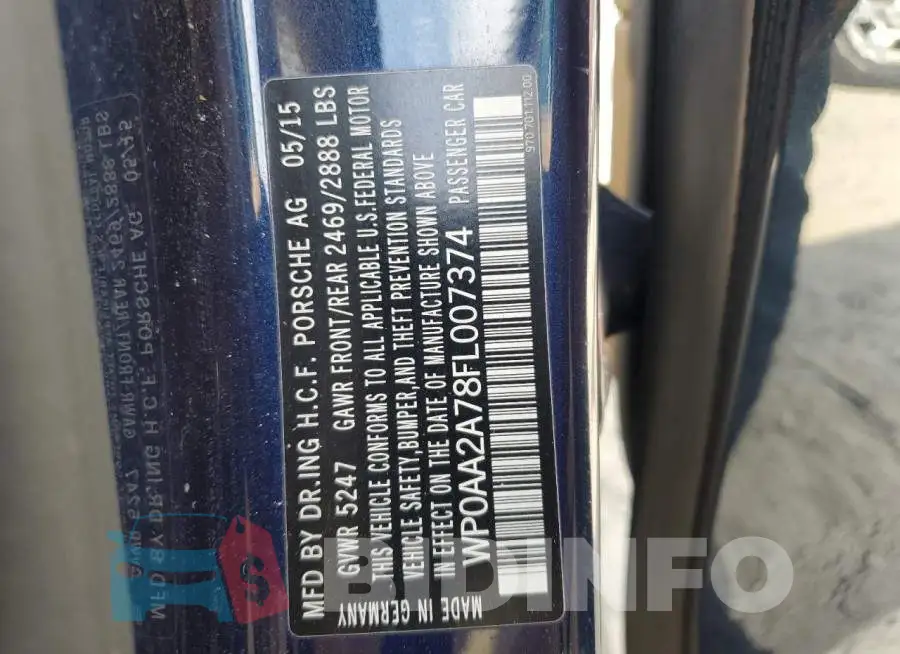 WP0AA2A78FL007374 Photo# 12