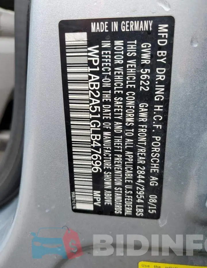 WP1AB2A51GLB47696 Photo# 14