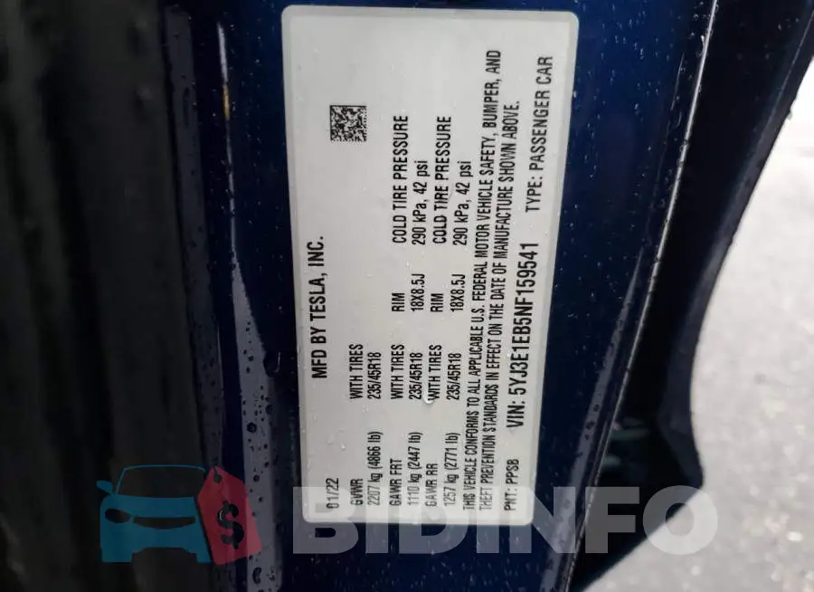 5YJ3E1EB5NF159541 Photo# 13