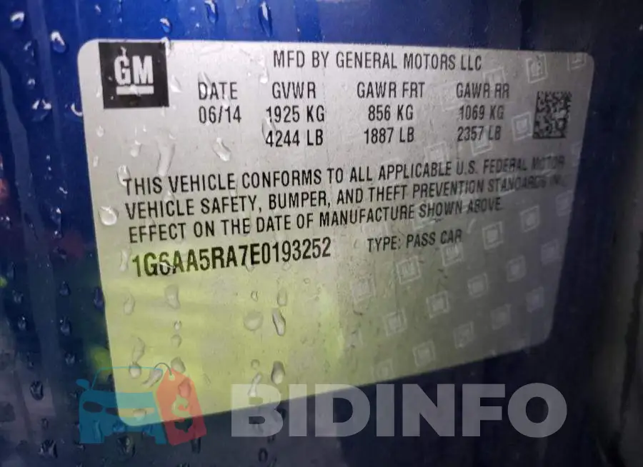 1G6AA5RA7E0193252 Photo# 12