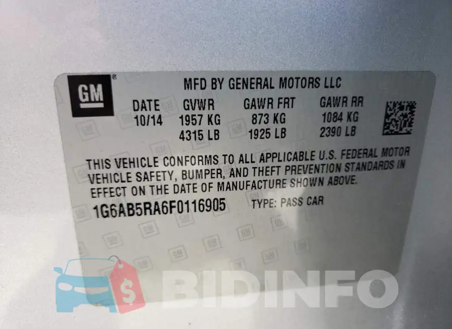 1G6AB5RA6F0116905 Photo# 12