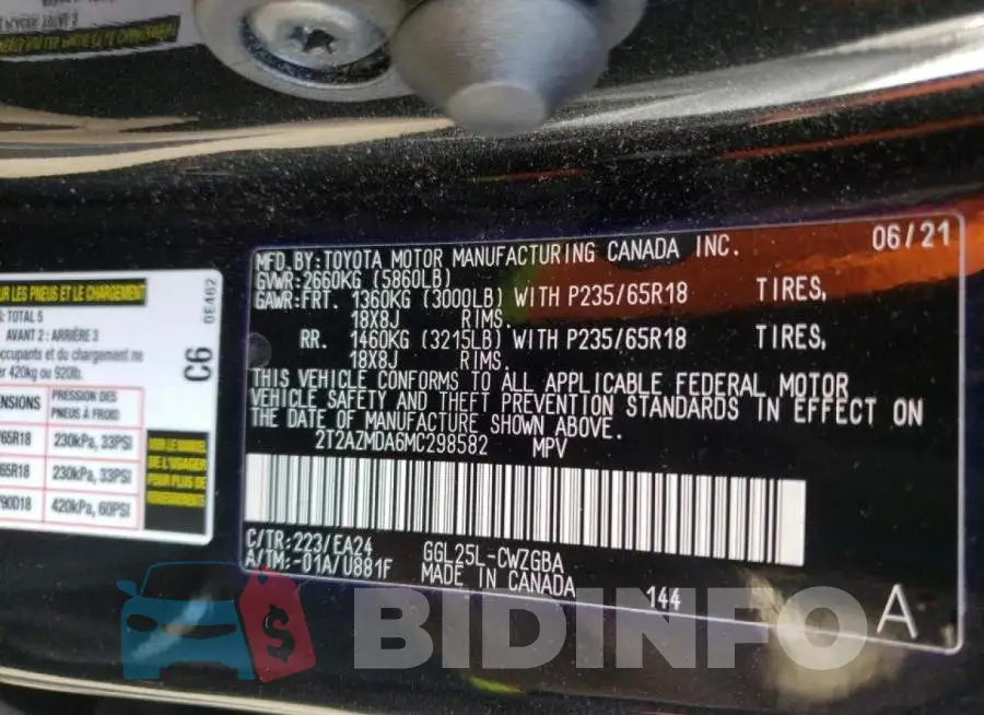 2T2AZMDA6MC298582 Photo# 13