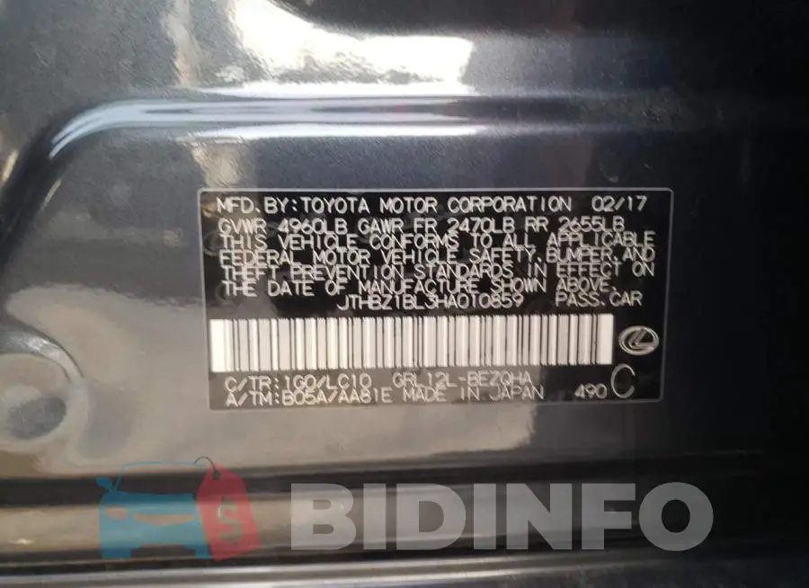 JTHBZ1BL3HA010859 Photo# 10