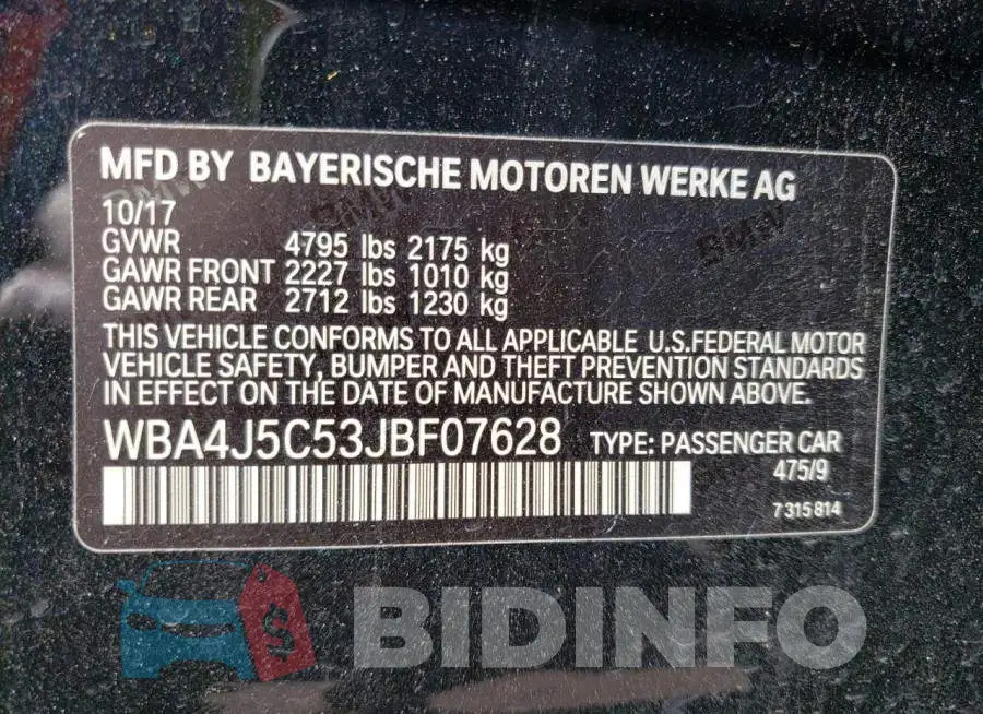 WBA4J5C53JBF07628 Photo# 13