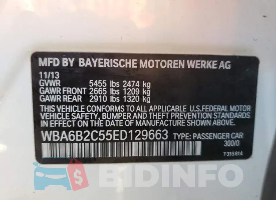 WBA6B2C55ED129663 Photo# 12