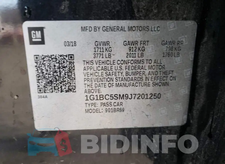 1G1BC5SM9J7201250 Photo# 12