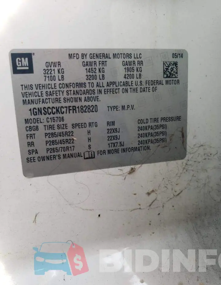 1GNSCCKC7FR182820 Photo# 13