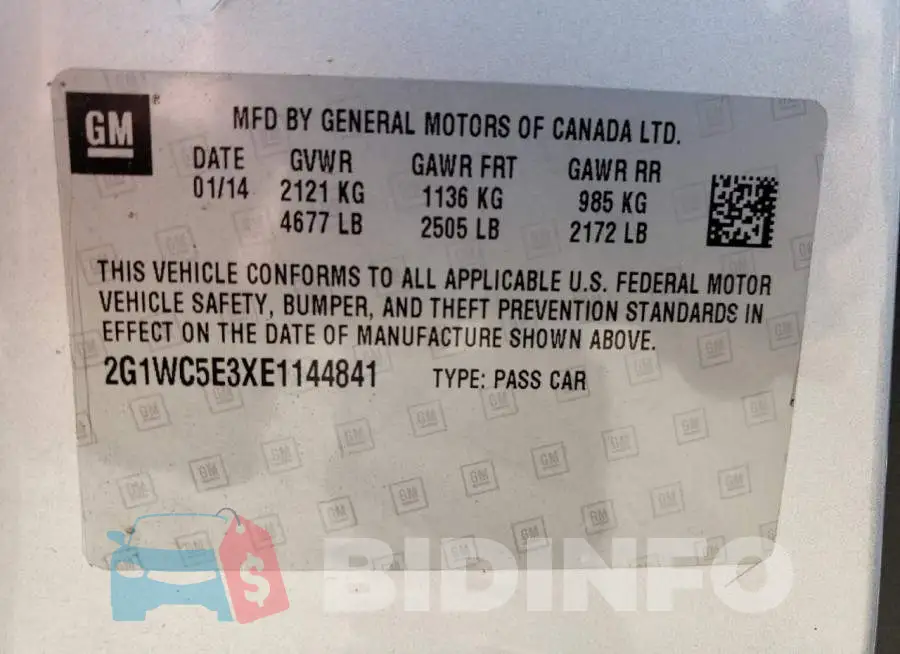 2G1WC5E3XE1144841 Photo# 13