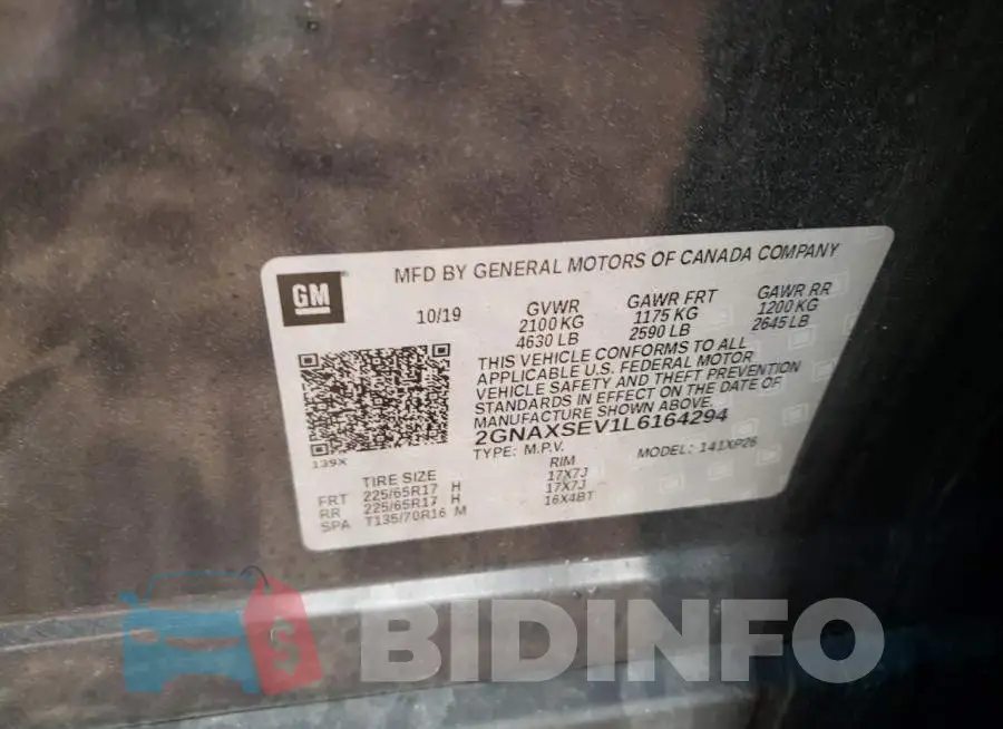 2GNAXSEV1L6164294 Photo# 12