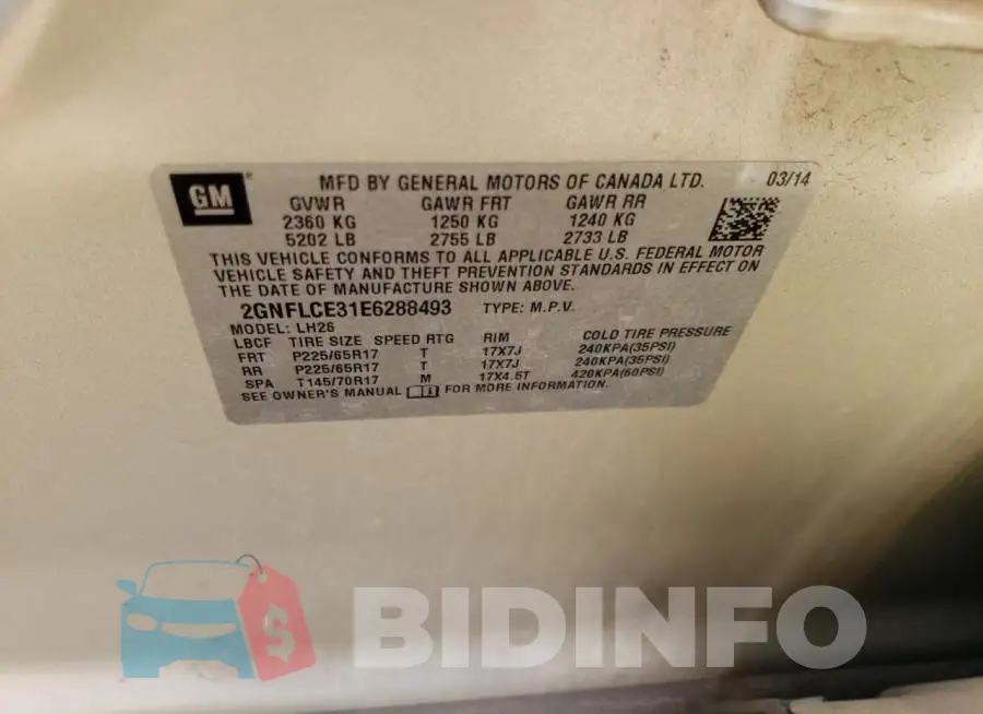 2GNFLCE31E6288493 Photo# 12