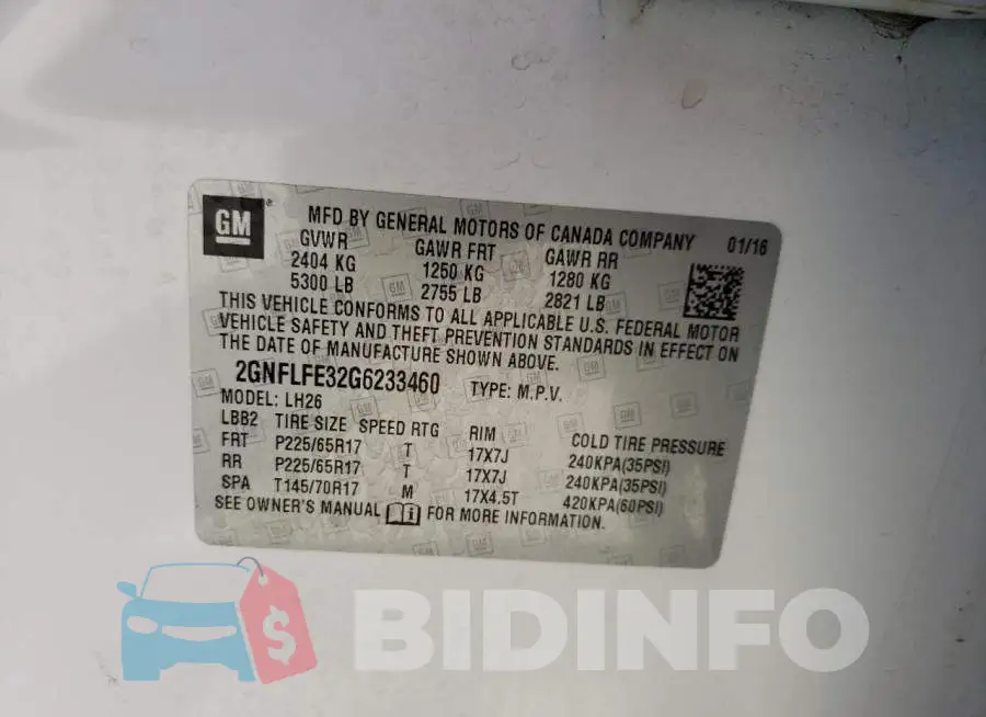 2GNFLFE32G6233460 Photo# 14