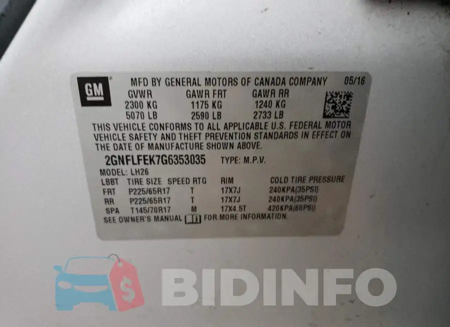 2GNFLFEK7G6353035 Photo# 12