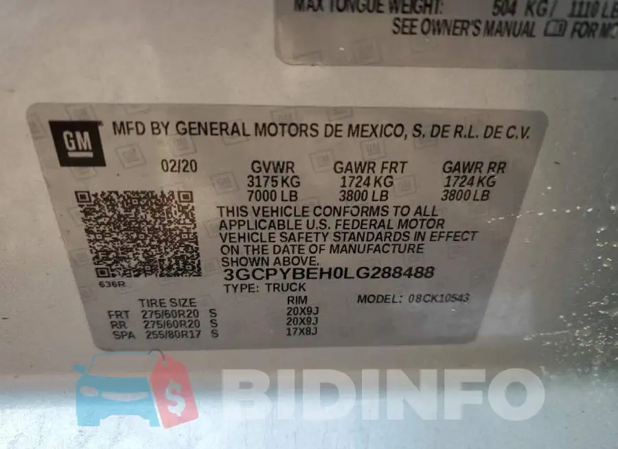 3GCPYBEH0LG288488 Photo# 12