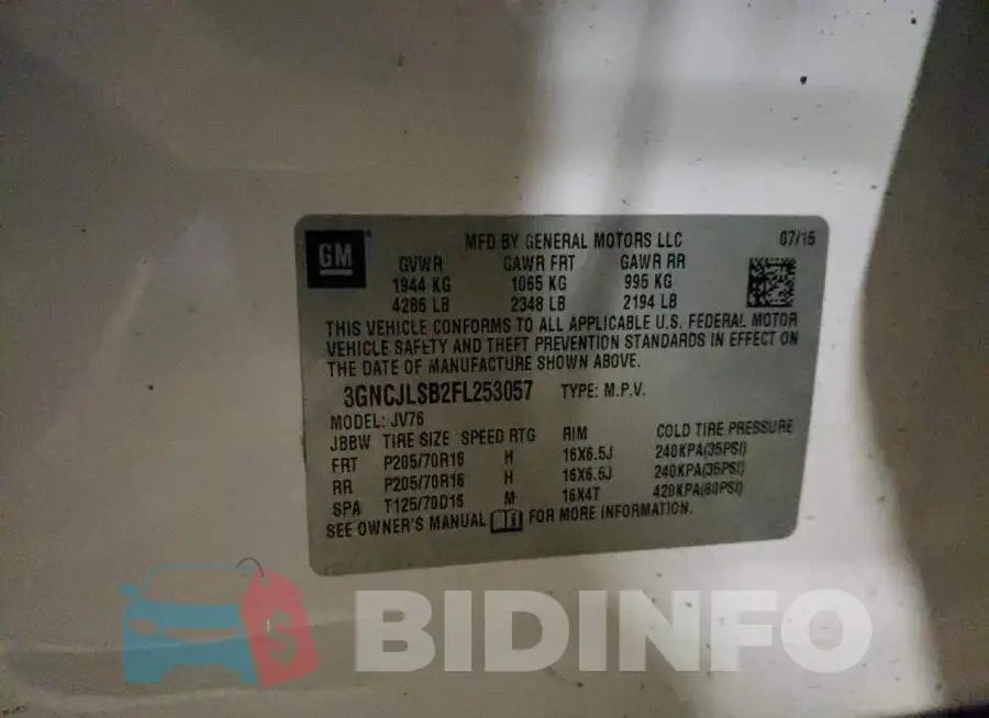 3GNCJLSB2FL253057 Photo# 10