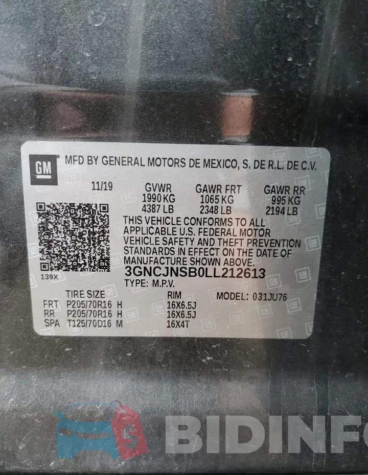 3GNCJNSB0LL212613 Photo# 13