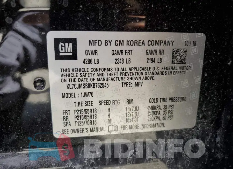 KL7CJMSB8KB762545 Photo# 13