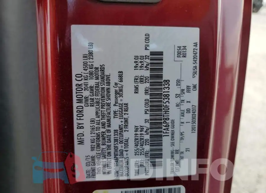 1FA6P8TH0F5381338 Photo# 12