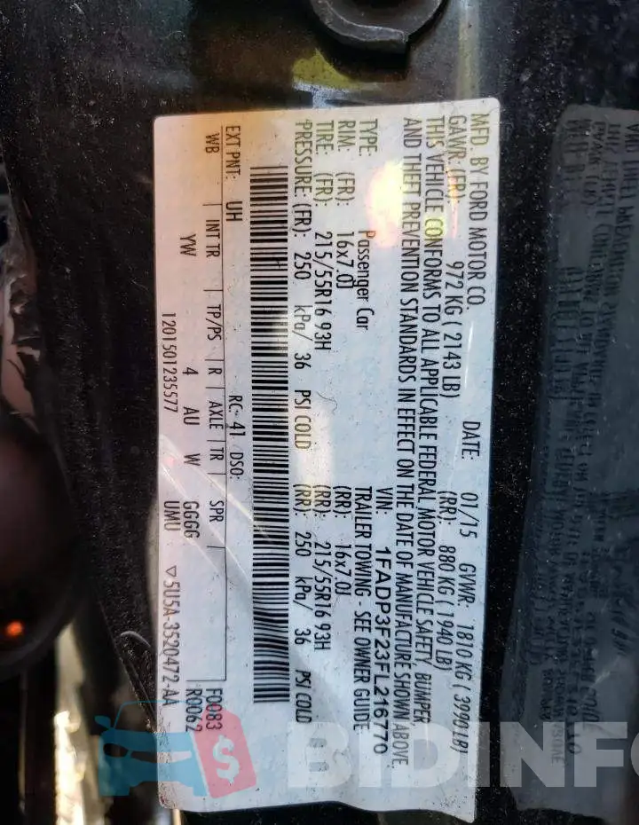 1FADP3F23FL216770 Photo# 12