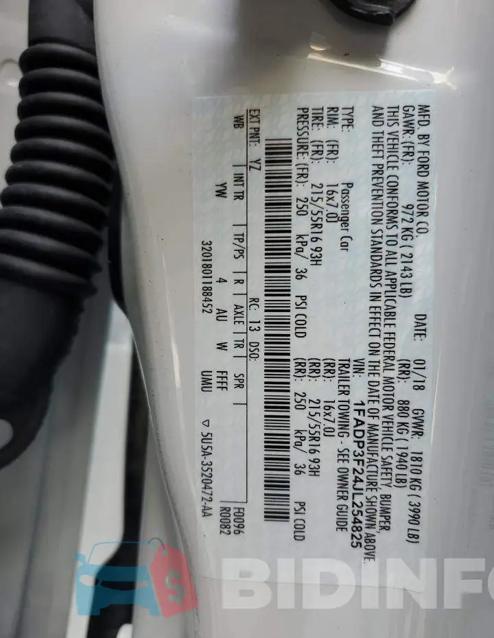 1FADP3F24JL254825 Photo# 10