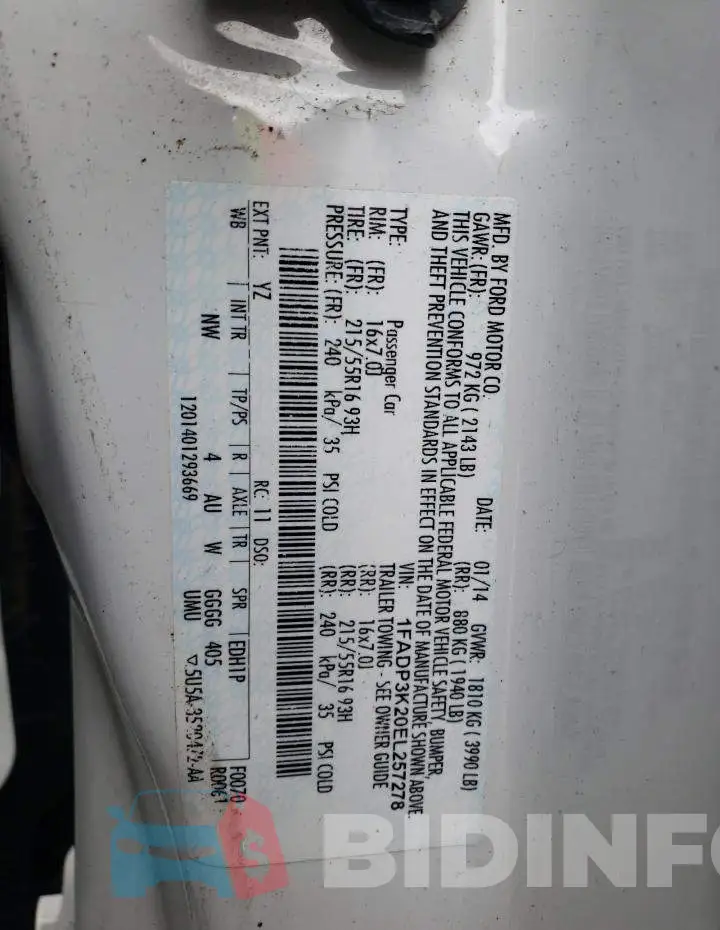 1FADP3K20EL257278 Photo# 12