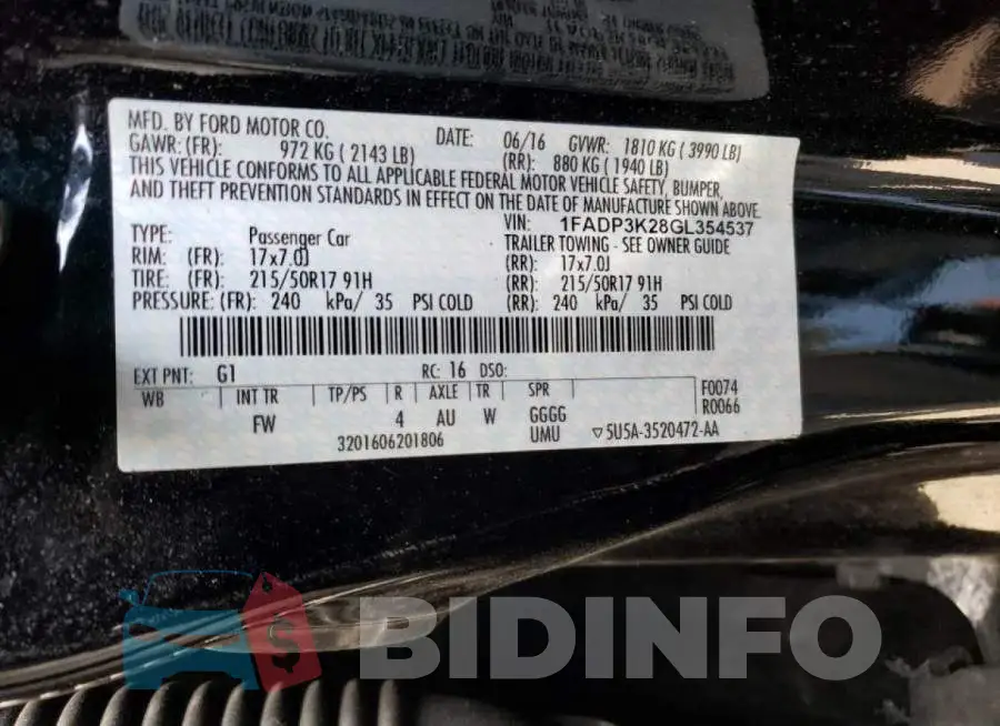 1FADP3K28GL354537 Photo# 12
