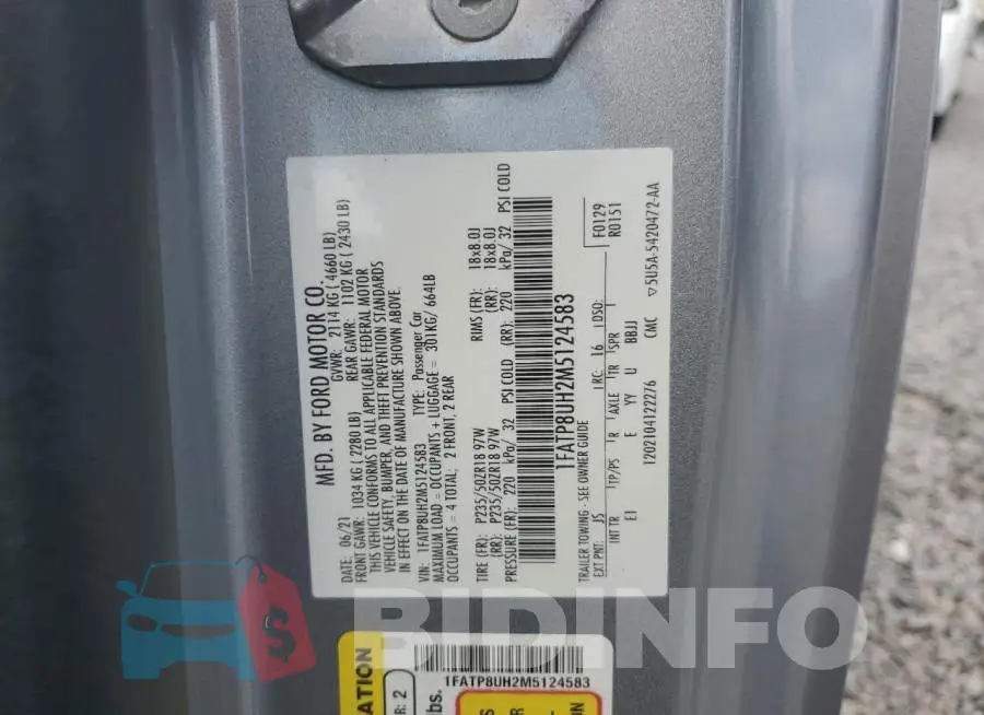 1FATP8UH2M5124583 Photo# 13