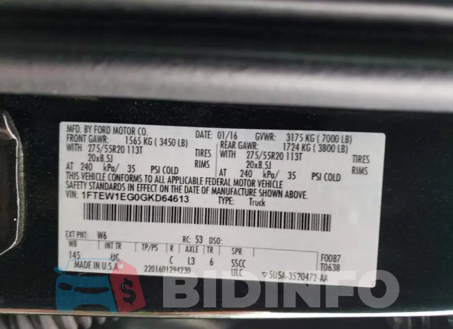 1FTEW1EG0GKD64613 Photo# 12