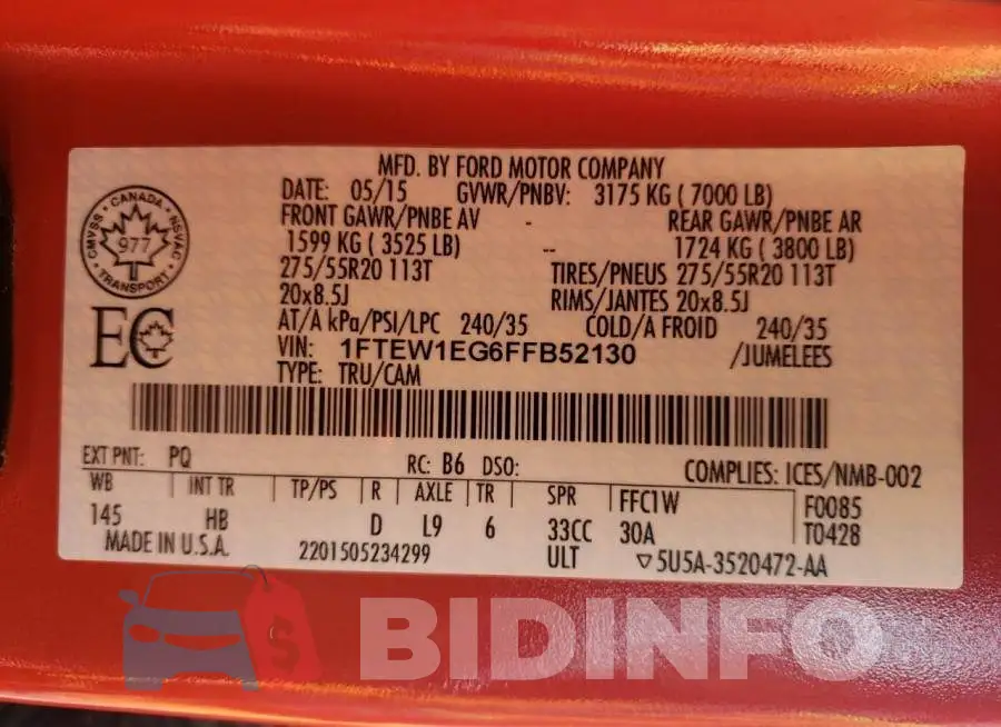 1FTEW1EG6FFB52130 Photo# 12