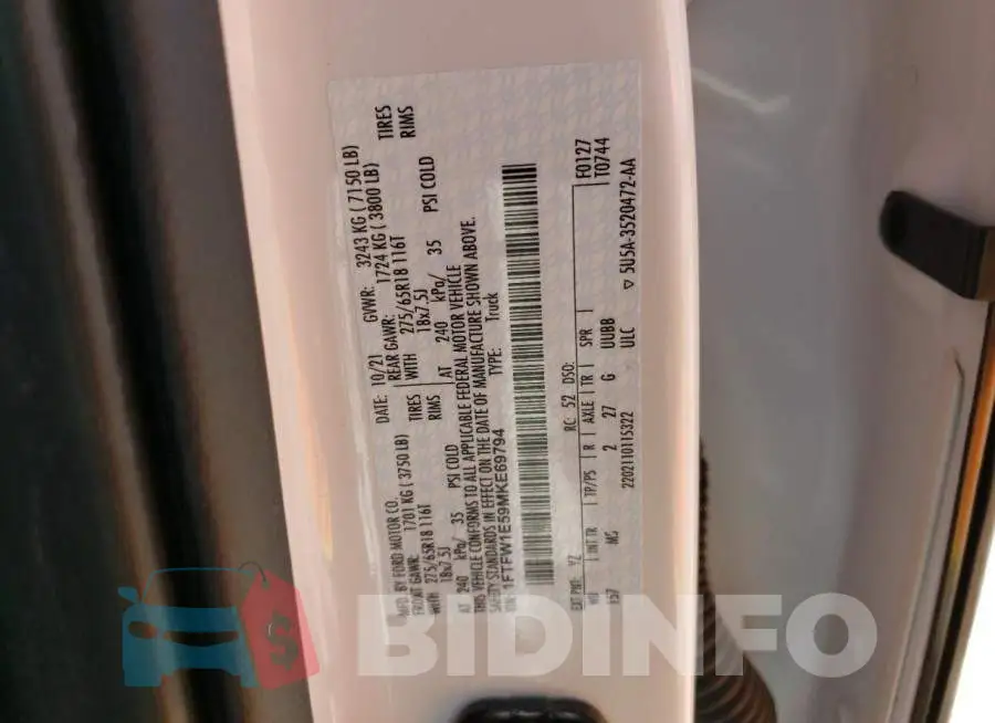 1FTFW1E59MKE69794 Photo# 13