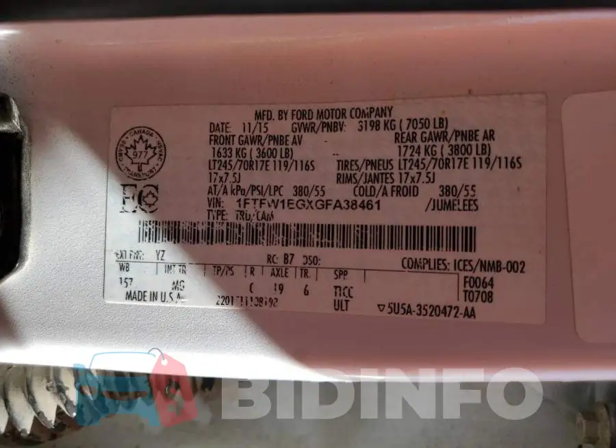 1FTFW1EGXGFA38461 Photo# 12