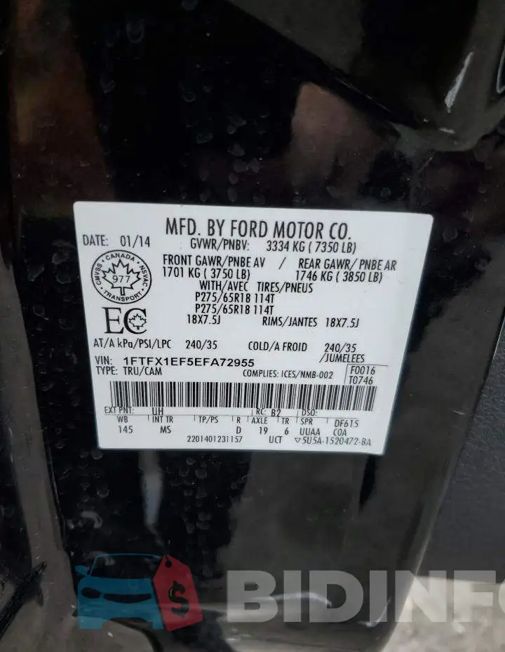 1FTFX1EF5EFA72955 Photo# 12