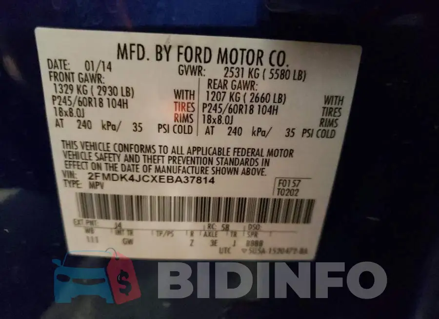 2FMDK4JCXEBA37814 Photo# 12