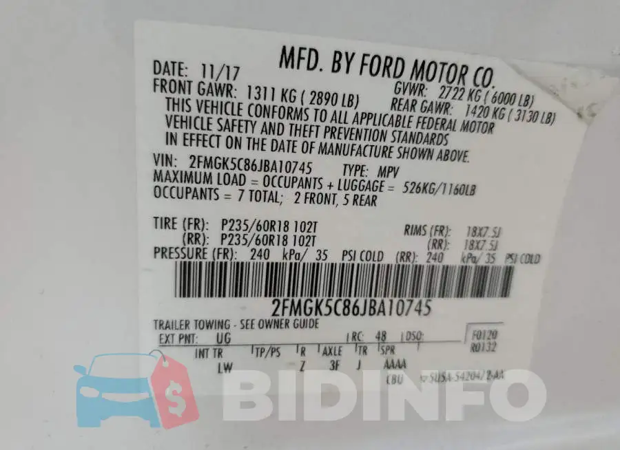 2FMGK5C86JBA10745 Photo# 12
