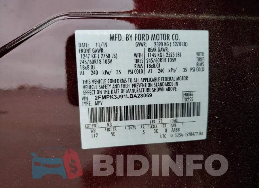 2FMPK3J91LBA28069 Photo# 13